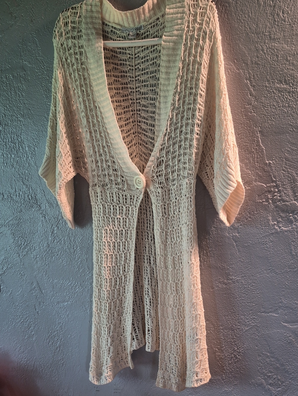 Roxy Cream Open-Knit Single-Button Women's Cardigan